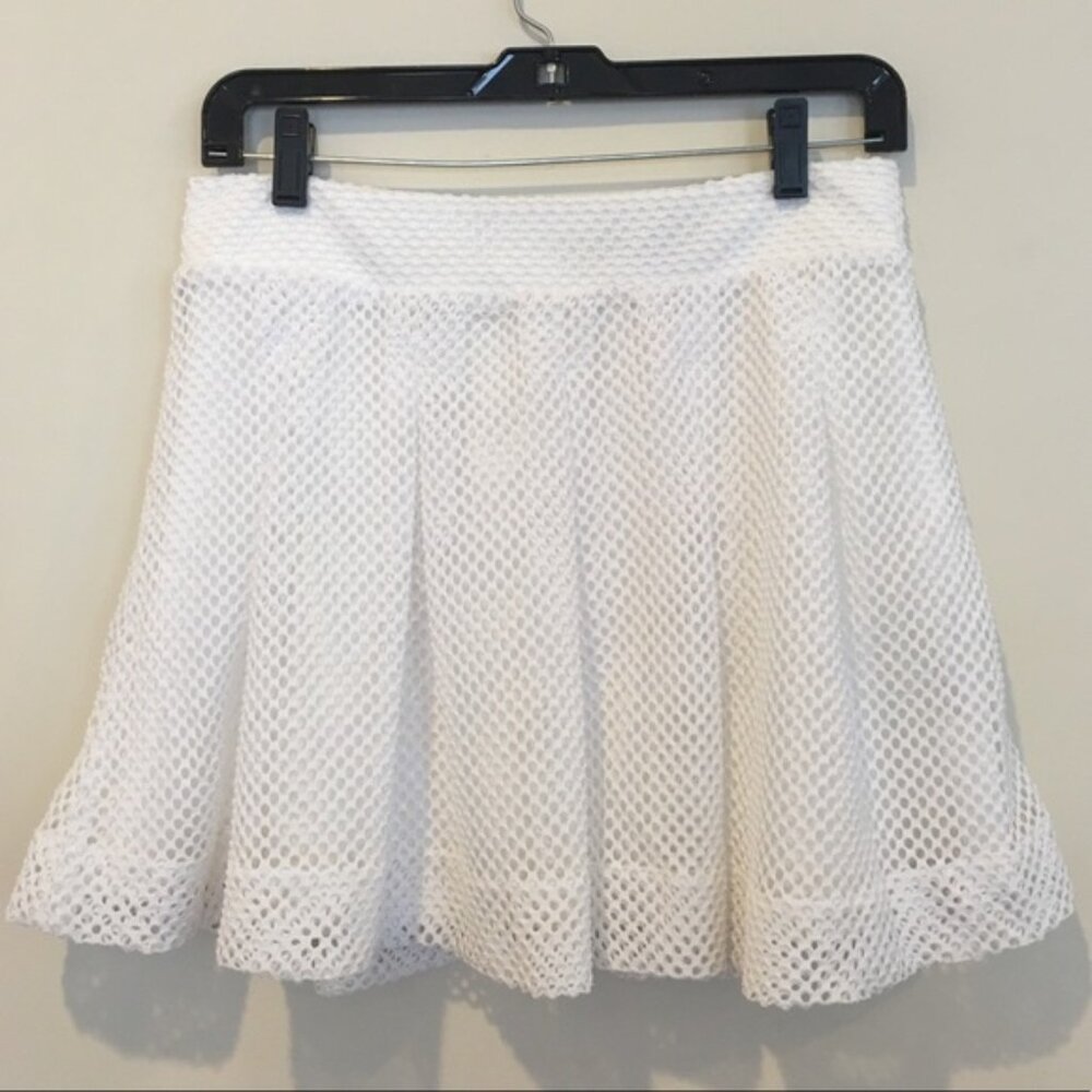Banana Republic White Mesh Skater Skirt